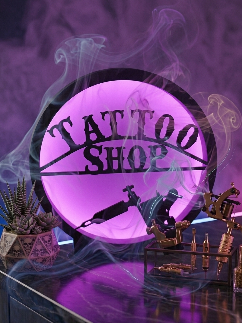 Leuchtrahmen Tattoo Shop“ – Edles Statement-Piece für Studio & Zuhause