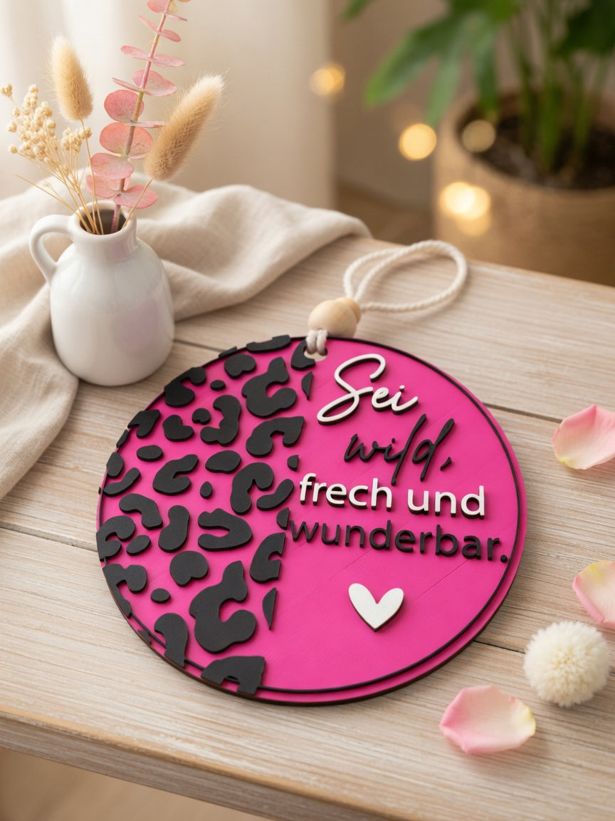 Deko - Schild - sei wild , frech und wunderbar ! Leo Style