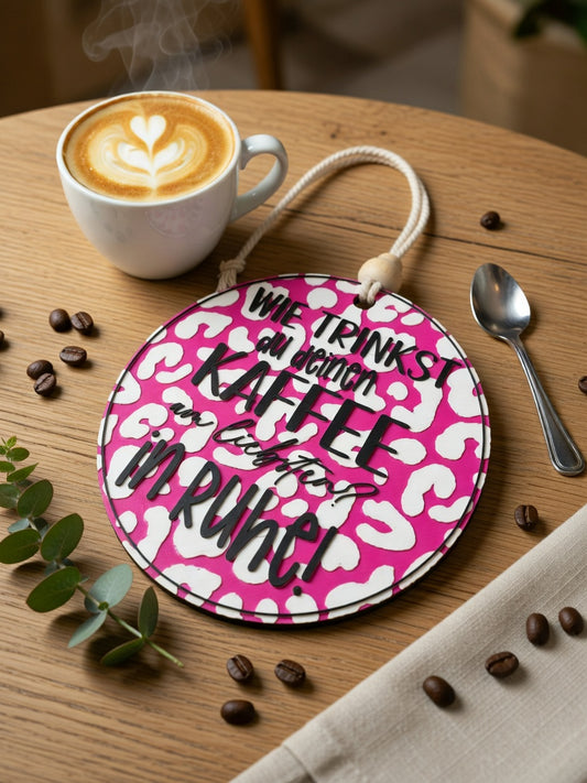 ☕ Wie trinkst du deinen Kaffee? Am liebsten in Ruhe! | Lustiges Dekoschild | Handmade by Fräulein Farbklecks