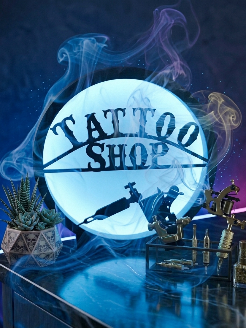 Leuchtrahmen Tattoo Shop“ – Edles Statement-Piece für Studio & Zuhause