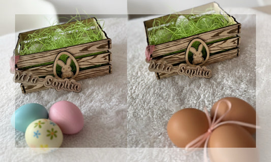 Handgefertigte, personalisierte Osterkörbchen!