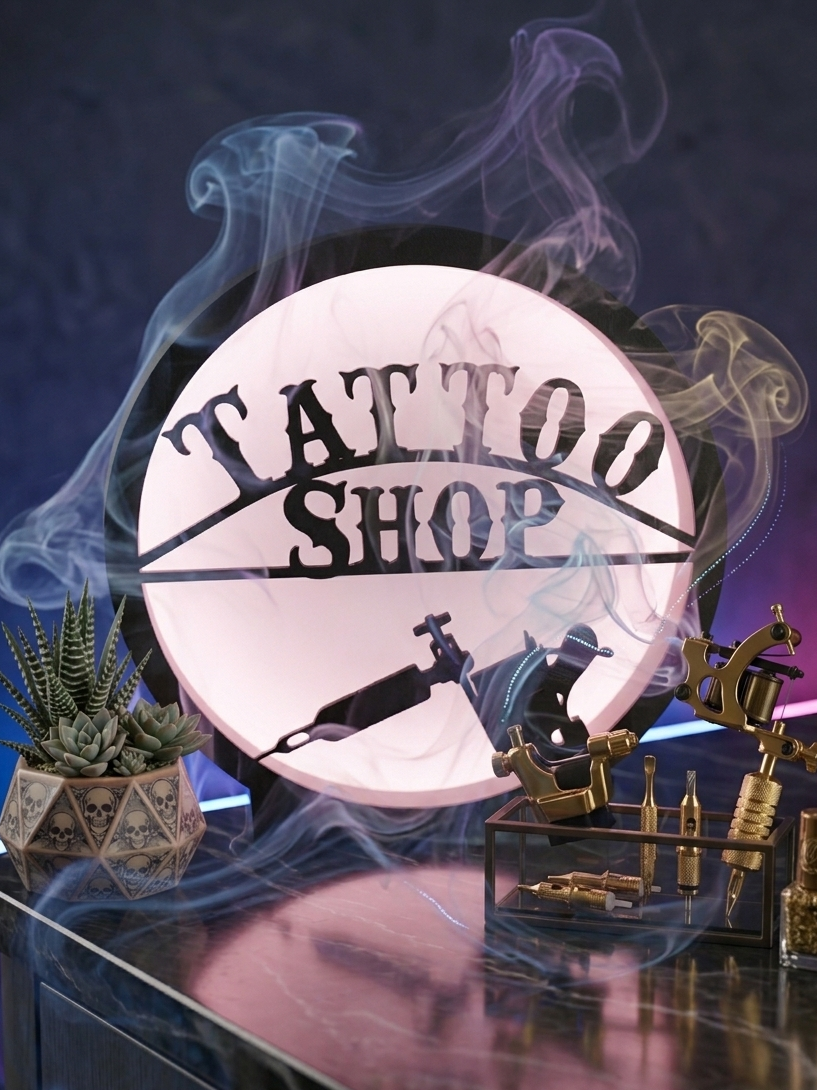 Leuchtrahmen Tattoo Shop“ – Edles Statement-Piece für Studio & Zuhause