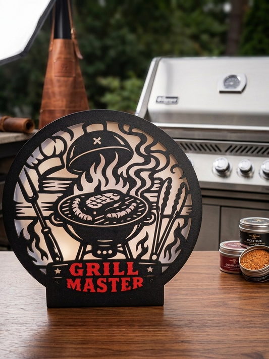3D-Druck Leuchtrahmen „Grill Master“ – Die perfekte Deko für Grill-Fans (Ohne Beleuchtung)