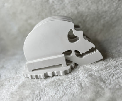 💀☕ Totenkopf-Untersetzer-Set (4er-Set mit Ständer)